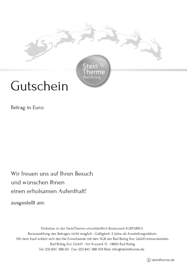 Gutschein sw Rentier